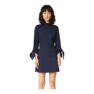 Tibi Bond Mock Neck Long Tie Sleeve Dress in Midnight Navy EUC. Women’s Size 2